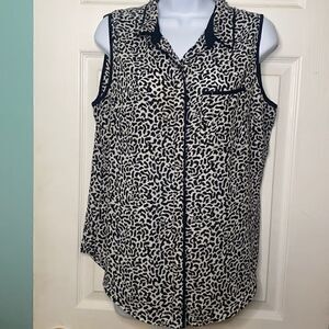 Liz Claibourne Career Sleeveless Blk White Blouse